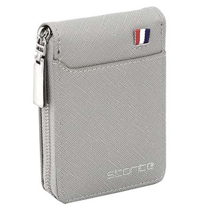 "Storite PU Leather 9 Slot Vertical Credit Debit Card Holder Money Wallet Zipper Coin Purse for Men Women - Silvergrey (11.5 x 2 x 8 cm)  "